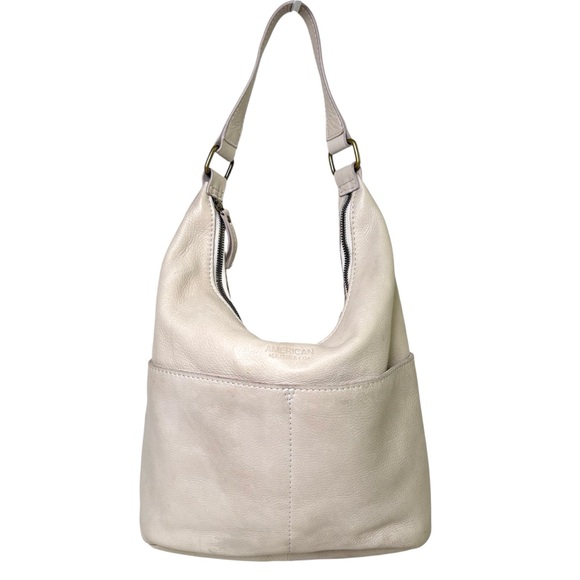 American Leather Co. Handbags - AMERICAN LEATHER CO Carrie Hobo Bag Stone Pebbled Leather Neutral Minimalist
